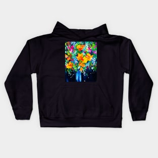 Friday Night Flowers - Abstract Floral Painting Kids Hoodie